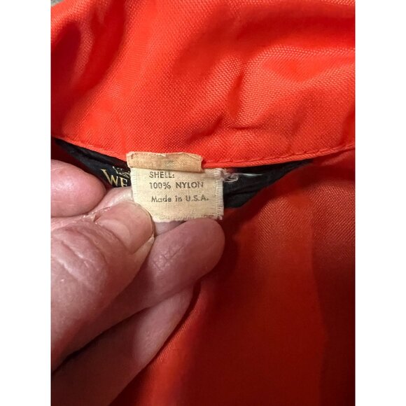 70s 80's Weathercaster Orange Nylon WindBreaker Jacket Large USA Vtg Streetwear - Picture 3 of 10